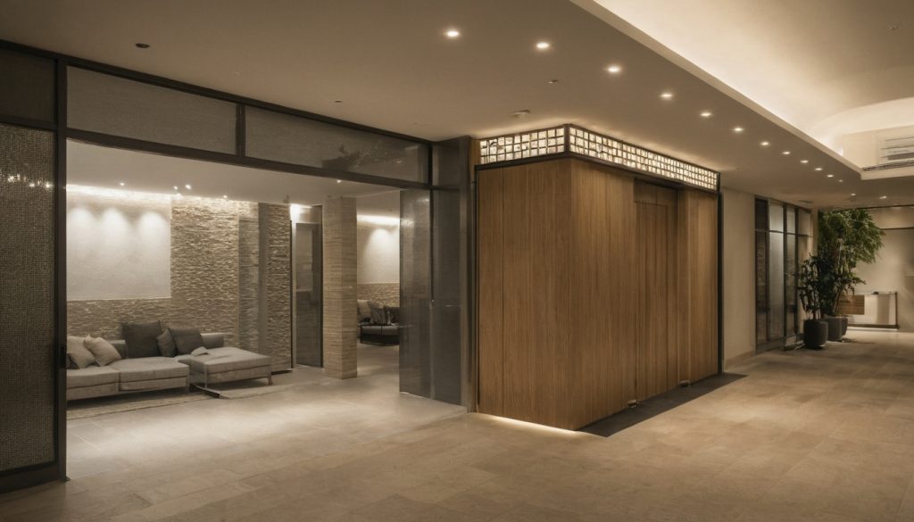 Luxury interior image showing A door-open sightline test reveals privacy failures at Saudi villa entrances